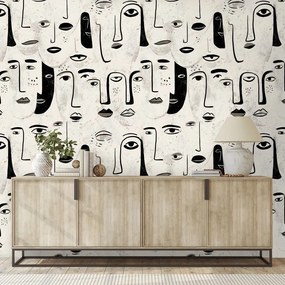 Samolepiaca tapeta abstraktné čiernobiele tváre