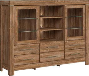 XXXLutz VITRÍNA, farba duba, 166/124,5/42 cm Welnova - Sklenené vitríny - 002427002811