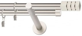 Dekorstudio Chrómová matná dvojradová garniža NORDIC 19mm Dĺžka: 260cm, Typ uchytenia: Držiak dvojitý modern, Typ príslušenstva: Krúžky tiché so štipcami