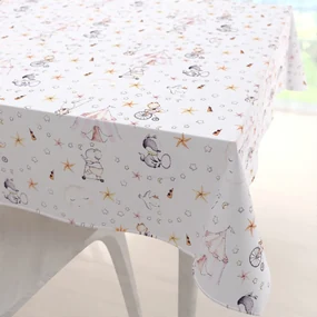 Biante Detský bavlnený štvorcový obrus Sandra SA-371 Ružový cirkus so zvieratkami 100x100 cm