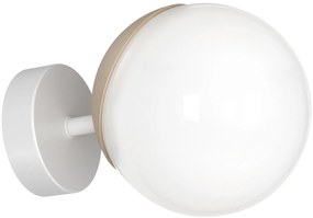 Nástenné svietidlo Sfera, 1x biele sklenené tienidlo, w/drevo