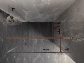 Mexen Lunar T, pravý výklopný sprchový kút 140 x 110 cm, 8mm číre sklo, profil ružové zlato, 834T-140-110-60-00-P
