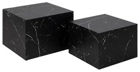 Čierne konferenčné stolíky v dekore mramoru v súprave 2 ks 58x58 cm Dice – Actona