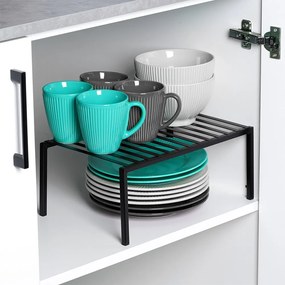 VILDE Prídavná odolná a pevná polica, čierny kov VILDE, 33x21x14