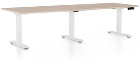 Výškovo nastaviteľný stôl OfficeTech Long, 240 x 80 cm, biela podnož, dub