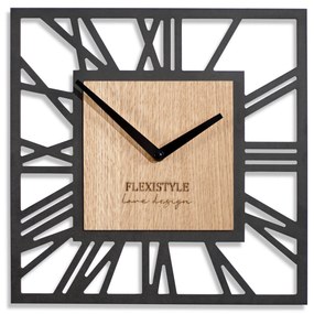 Dekorstudio Moderné drevené hodiny EKO Loft Piccolo štvorcové čierne + dub