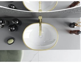 Mexen Viki, umývadlo na dosku 48x35x14 cm, biela-zlatý vzor, 21054805