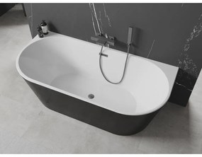 Mexen Oval, voľne stojaca nástenná vaňa 180 x 80 cm, biela-čierna, brúsený grafit prepad, 52671808075-95