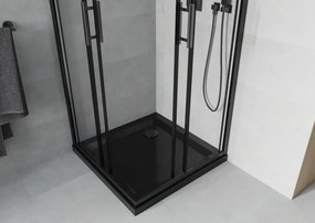 Mexen Rio štvorcový sprchovací kút 90 x 90 cm, transparentný, čierny + plochá vanička, čierna - 860-090-090-70-00-4070B