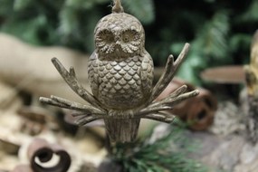 Hnedá patinovaná vianočná ozdoba sova 10 cm