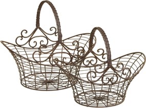 Hnedé dekoračné kovové koše - set 2 ks - 41 * 31 * 35/36 * 24 * 28 cm