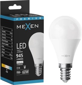 Mexen Nova, LED žiarovka E14, G45, 9W, neutrálna - 4000K, 945 lm - L101-E14-0940-01