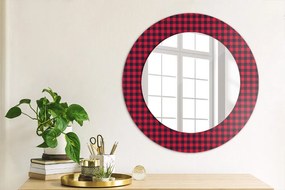 Okrúhle ozdobné zrkadlo Červená mriežka fi 50 cm