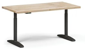 Výškovo nastaviteľný pracovný stôl OBOL do dielne, elektrický, 1500 x 800 x 690-1340 mm, čierna zaoblená podnož
