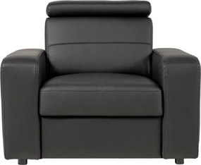 Kožené kreslo LUCIO, čierna (čierne prešitie)