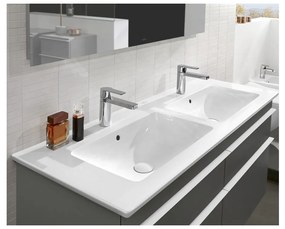 Villeroy & Boch Venticello - Dvojumývadlo na skrinku 1300x500 mm pre dve 1-otvorové batérie, alpská biela 4111DL01