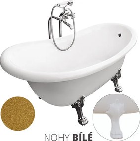 Besco Akrylátová voľne stojaca vaňa Otylia Glam Z 160x77 (170x77) s prepadom BESCO-Typ výpuste: Click-Clack s prepadom, chróm, BESCO-Nôžky: Čierna ma…