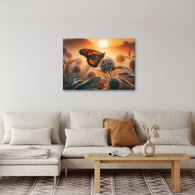 Obraz – Motýľ v zapadajúcom slnku (70x50 cm)