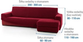 Super strečové poťahy NIAGARA bordó sedačka s otomanom vpravo (š. 200 - 300 cm)