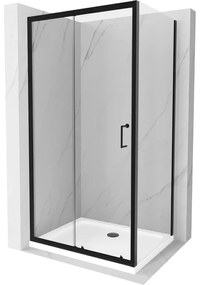 Mexen Apia sprchová kabína, posuvné dvere 140 x 70 cm, transparentnéné, čierna + závesný bidet Flat, biela