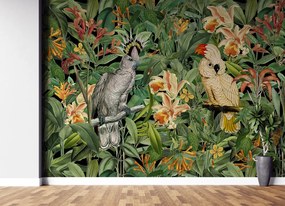 Gario Fototapeta Veľké papagáje v zelených trópoch - Andrea Haase Materiál: Vliesová, Rozmery: 200 x 140 cm