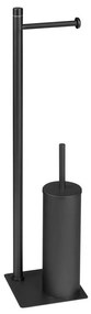 Gedy - Stojaca WC štetka s držiakom toaletného papiera TRILLY matná čierna