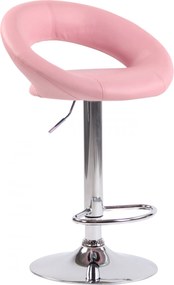 Barová stolička Olinda - koženka, chróm rám - ružová