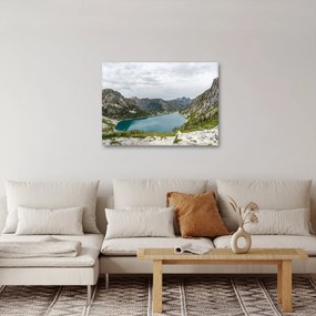 Obraz jazera v horách (70x50 cm)