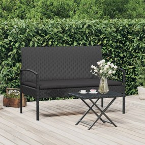Záhradná lavička s vankúšmi čierna 105 cm polyratan 362168