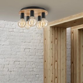 Stropné svietidlo DUSTY 5xE27/15W/230V pr. 34 cm dub/čierna