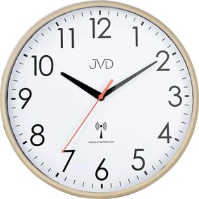 Rádiom riadené nástenné hodiny JVD RH502.2 – modrý rám, tichý chod sweep, 30 cm