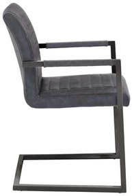 furniture-nabytek.cz - Sada 2 masívnych kresiel s podrúčkami Picton, umelá koža / kov, šedá/čierna