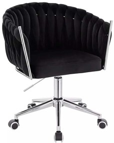 LuxuryForm DESIGN Stolička NORDEN VELUR na striebornej podstave s kolieskami - čierna