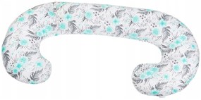 Tehotenský a dojčiaci vankúš BABYMAM PREMIUM 300 cm 3v1 - Kvety v záhrade mätové