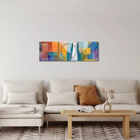 Obraz - Geometrický anjel (s hodinami) (90x30 cm)
