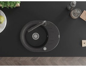 Mexen Kevin, drez granitový 586x458x190 mm, 1-komorový a čierna škvrnitá Duero batéria, čierna škvrnitá, 6517-76-671600-76