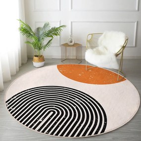 Oranžovo-krémový prateľný okrúhly koberec vhodný pre robotické vysávače ø 120 cm Comfort – Mila Home