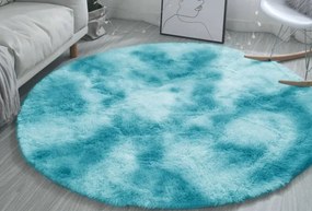 Protišmykový koberec SHAGGY ombré, svetlomodrý kruh