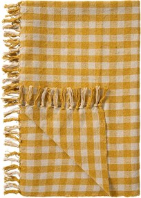 Ib Laursen Bavlněný přehoz Yellow Checks 130 × 160 cm