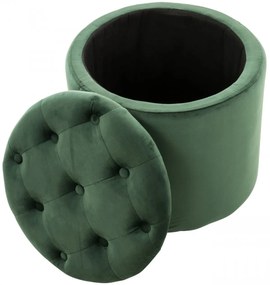 Taburetka s úložným priestorom Pantin - zamat, v42 x Ø44 cm - Zelená