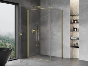 Mexen Mist-B, 1-krídlový výklopný sprchový kút 100 x 120 cm, číre sklo, zlatý matný profil, 8A2T-100-120-55-00
