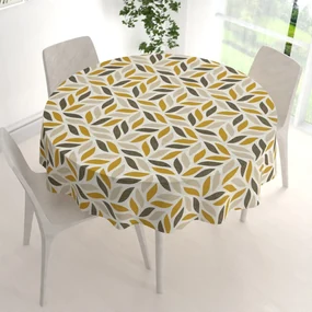 Biante Bavlnený okrúhly obrus Sandra SA-423 Zlato-hnedé listy na krémovom Ø 50 cm