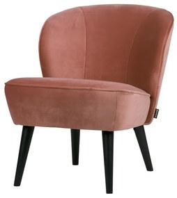 Ružové zamatové kreslo WOOOD Sara