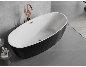 Mexen Lira, voľne stojaca vaňa, vzor, 170 x 80 cm, biela-čierna, ružové zlato prepad, 52831708075-60