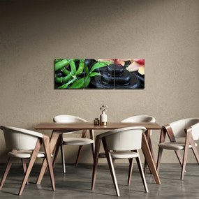 Obraz - Kamene a orchidey (s hodinami) (90x30 cm)