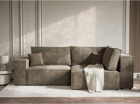 Hnedá ženilková rozkladacia/s úložným priestorom rohová pohovka (pravý roh/do L) Tonga – Maison de Rêve