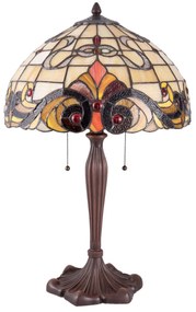Stolná lampa 5925 v štýle Tiffany, krémovo červená