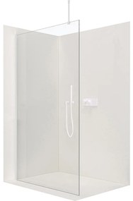 CERANO - Sprchová zástena Walk-in Onyx Top L/P - guľatá vzpera - biela matná, transparentné sklo - 100x200 cm, CER-CER-8050BD1470