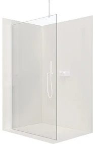 CERANO - Sprchová zástena Walk-in Onyx Top L/P - guľatá vzpera - biela matná, transparentné sklo - 100x200 cm, CER-CER-8050BD1470