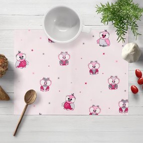 Biante Detské bavlnené prestieranie na stôl Sandra SA-726 Ružové sovičky na bledo ružovom 35x45 cm
